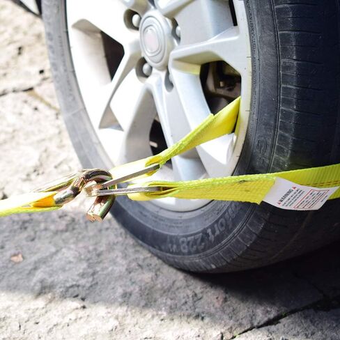 أشرطة ربط طويلة للمحور بطول 5.08 سم × 91.44 سم من Otherya مع حلقة على شكل حرف D وأكمام واقية - سعة 10.000 رطل - أداة سحب السيارات الأوتوماتيكية لسيارات Demco Kar Kaddy Dollys (عبوة من 4 قطع) in Kuwait