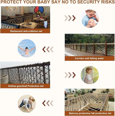 شبكة تسلق، شبكة تسلق بطول 3 أقدام × 13.1 قدم للأطفال في الهواء الطلق، شبكة أمان، شبكة حبل، شبكة جوت، شبكة أمان للشرفة، شبكة حماية درابزين السلالم، تسلق منزل الشجرة، شبكة حبل للديكور الداخلي والخارجي in Kuwait