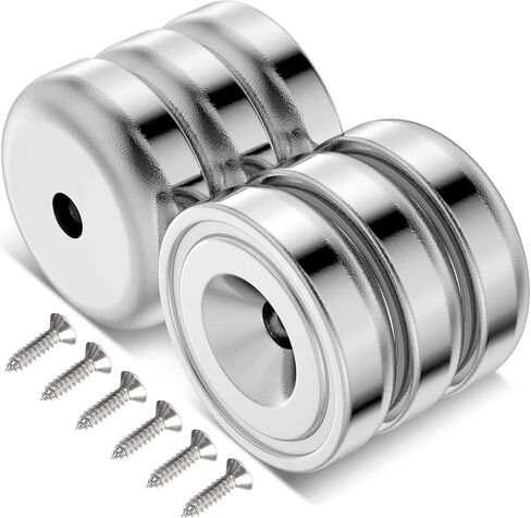 Strong Magnets with Holes, Rare Earth Magnets Heavy Duty with Screw, Countersunk Hole Cup Magnets for Wall Mounting Workshop, Neodymium Magnet Small Round Base Cup Magnets 0.79" Dx0.24" H, Pack of 6 in Saudi Arabia