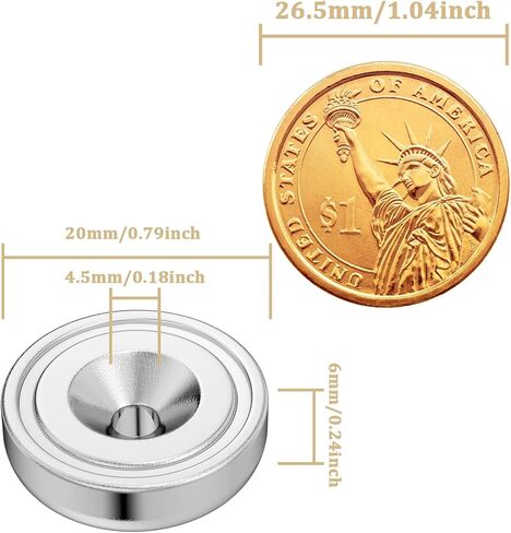Strong Magnets with Holes, Rare Earth Magnets Heavy Duty with Screw, Countersunk Hole Cup Magnets for Wall Mounting Workshop, Neodymium Magnet Small Round Base Cup Magnets 0.79" Dx0.24" H, Pack of 6 in Saudi Arabia