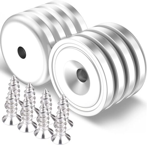 مغناطيسات قوية مع فتحات، مغناطيسات أرضية نادرة شديدة التحمل مع برغي، مغناطيسات أكواب ذات فتحات غاطسة لورشة التركيب على الحائط، مغناطيس نيوديميوم صغير بقاعدة مستديرة 0.79 بوصة عمق × 0.24 بوصة ارتفاع، عبوة من 6 قطع in Kuwait