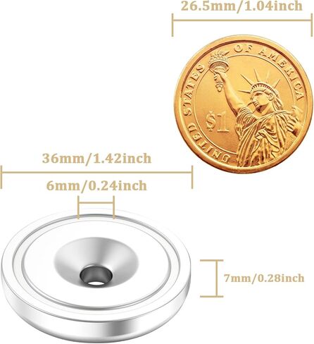 مغناطيسات قوية مع فتحات، مغناطيسات أرضية نادرة شديدة التحمل مع برغي، مغناطيسات أكواب ذات فتحات غاطسة لورشة التركيب على الحائط، مغناطيس نيوديميوم صغير بقاعدة مستديرة 0.79 بوصة عمق × 0.24 بوصة ارتفاع، عبوة من 6 قطع in Kuwait