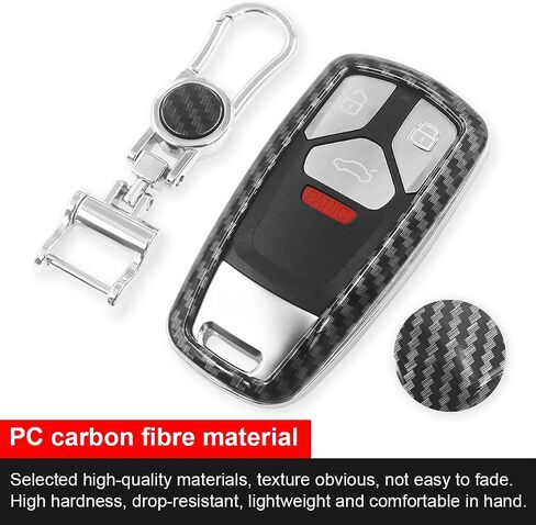 Key Case Compatible for Audi Key, Carbon Fiber Texture Key Bag Protecor Shell Cover Keychain Cover Compatible for A4L A4 Q5 Q7 S3 S5 TT Smart Remote Key in Saudi Arabia
