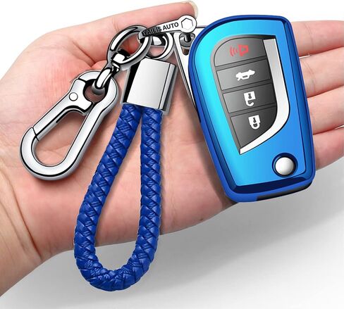 Autophone Compatible with Toyota Key Fob Cover with Keychain Soft TPU 360 Degree Protection Key Case for Fortuner Tundra Camry RAV4 Highlander Corolla Smart Key(Pink) in Saudi Arabia