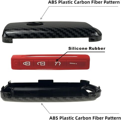 ABS البلاستيك المطاط مفتاح فوب غطاء متوافق مع 2019-2024 مازدا 3 6 CX-30 CX-5 CX-9 CX-50 (نمط ألياف الكربون + سلسلة المفاتيح) in Kuwait