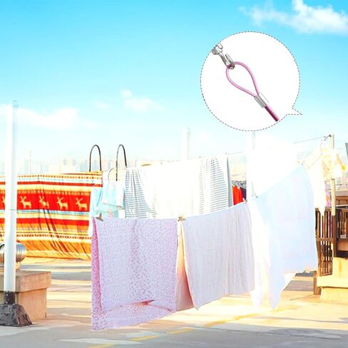 أسلاك خط الملابس باللون الأرجواني الوردي، حبل سلك مطلي بالبولي فينيل كلوريد بطول 100 قدم من Sunwuk، 1/8 بوصة 304 من الفولاذ المقاوم للصدأ، 7 × 7 من الفولاذ المعدني، مثالي لتسلق النباتات، تعليق شراع الظل in Kuwait