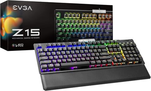 EVGA Z15 RGB Mechanical Gaming Keyboard (Linear Switch) RGB Backlit LED, Hot Swappable Kailh Speed Silver Switches, Spanish, 821-W1-15SP-K2 in Saudi Arabia