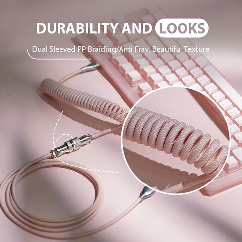 كابل لوحة مفاتيح ميكانيكي EPOMAKER Macaron بطول 1.8 متر ملفوف من النوع C إلى USB A من مادة TPU مع موصل طيار قابل للفصل للوحة مفاتيح الألعاب/الكمبيوتر اللوحي/الهاتف الذكي (أرجواني) in Saudi Arabia