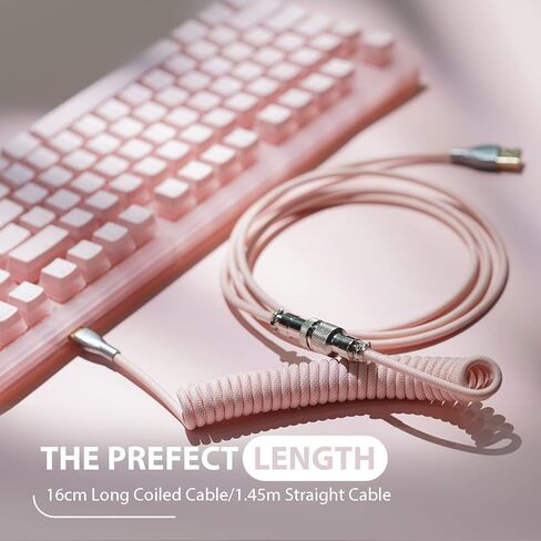 كابل لوحة مفاتيح ميكانيكي EPOMAKER Macaron بطول 1.8 متر ملفوف من النوع C إلى USB A من مادة TPU مع موصل طيار قابل للفصل للوحة مفاتيح الألعاب/الكمبيوتر اللوحي/الهاتف الذكي (أرجواني) in Saudi Arabia