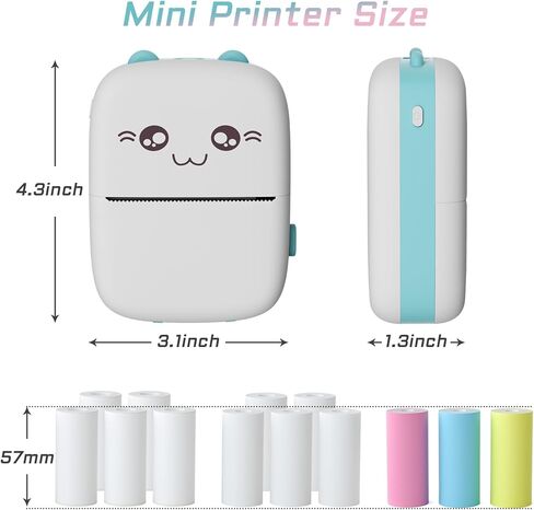طابعة ملصقات بدون حبر، طابعة ملصقات حرارية صغيرة الحجم للجيب، طابعة محمولة بجيب بلوتوث مع 13 لفة من الورق الحراري، متوافقة مع هاتف IOS وAndroid للصور والمذكرات والملاحظات (أزرق). in Kuwait