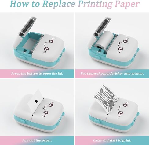 طابعة ملصقات بدون حبر، طابعة ملصقات حرارية صغيرة الحجم للجيب، طابعة محمولة بجيب بلوتوث مع 13 لفة من الورق الحراري، متوافقة مع هاتف IOS وAndroid للصور والمذكرات والملاحظات (أزرق). in Kuwait