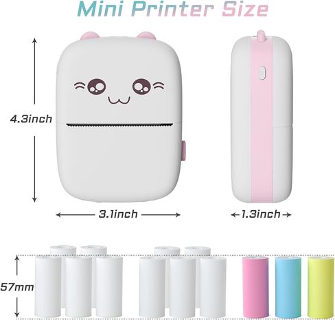 Inkless Sticker Printer, Mini Pocket Thermal Sticker Printer, Bluetooth Pocket Portable Printer with 13 Rolls Thermal Paper, Compatible with IOS and Android Phone for Photo, Memo, Notes(Blue). in Saudi Arabia