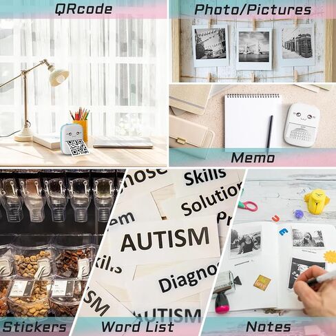 طابعة ملصقات بدون حبر، طابعة ملصقات حرارية صغيرة الحجم للجيب، طابعة محمولة بجيب بلوتوث مع 13 لفة من الورق الحراري، متوافقة مع هاتف IOS وAndroid للصور والمذكرات والملاحظات (أزرق). in Kuwait