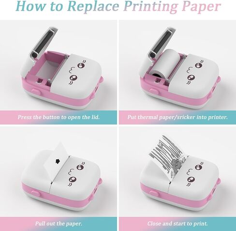 Inkless Sticker Printer, Mini Pocket Thermal Sticker Printer, Bluetooth Pocket Portable Printer with 13 Rolls Thermal Paper, Compatible with IOS and Android Phone for Photo, Memo, Notes(Blue). in Saudi Arabia