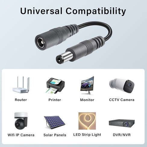 GINTOOYUN 2-Pack DC كابل تمديد الطاقة، سلك تمديد 5.5 مم × 2.1 مم، سلك تمديد DC ذكر إلى أنثى لشريط LED للكاميرا الداخلية CCTV IP، محول إمداد DC in Saudi Arabia