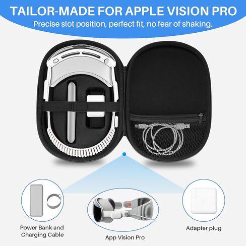 حافظة ZOOS لهاتف Apple Vision Pro حافظة صلبة لملحقات Vision Pro سماعة الواقع الافتراضي، حقيبة تخزين مقاومة للماء للسفر متوافقة مع Apple Vision Pro للتخزين المنزلي للسفر، رمادي in Kuwait