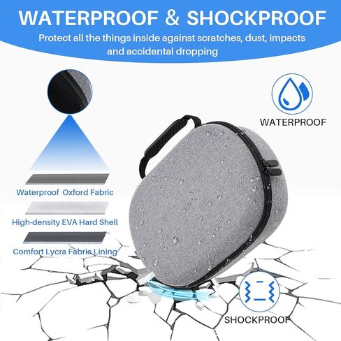 حافظة ZOOS لهاتف Apple Vision Pro حافظة صلبة لملحقات Vision Pro سماعة الواقع الافتراضي، حقيبة تخزين مقاومة للماء للسفر متوافقة مع Apple Vision Pro للتخزين المنزلي للسفر، رمادي in Kuwait