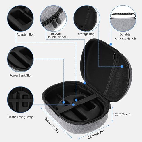 حافظة ZOOS لهاتف Apple Vision Pro حافظة صلبة لملحقات Vision Pro سماعة الواقع الافتراضي، حقيبة تخزين مقاومة للماء للسفر متوافقة مع Apple Vision Pro للتخزين المنزلي للسفر، رمادي in Kuwait