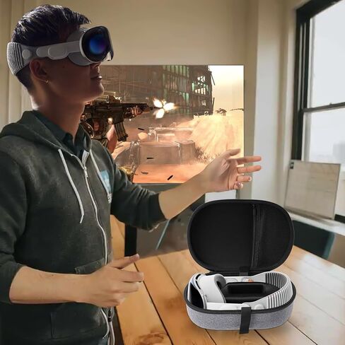 حافظة ZOOS لهاتف Apple Vision Pro حافظة صلبة لملحقات Vision Pro سماعة الواقع الافتراضي، حقيبة تخزين مقاومة للماء للسفر متوافقة مع Apple Vision Pro للتخزين المنزلي للسفر، رمادي in Kuwait