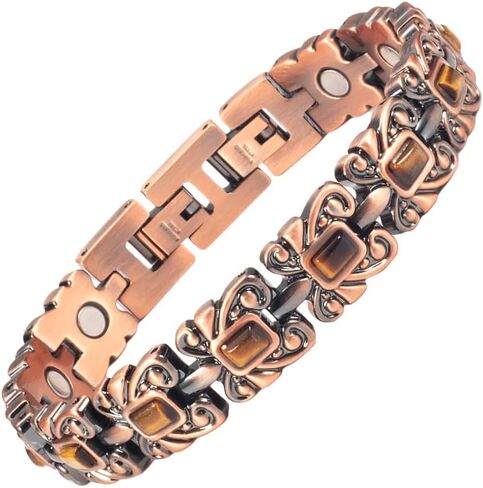 Magnetic Bracelets for Women & Men,Stainless Steel Copper Color Turquoise Magnet Therapy Bracelets, with 3500 Gauss Magnet,Fashion Jewelry Gift (Yellow Turquoise) in Saudi Arabia