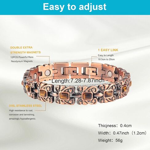 Magnetic Bracelets for Women & Men,Stainless Steel Copper Color Turquoise Magnet Therapy Bracelets, with 3500 Gauss Magnet,Fashion Jewelry Gift (Yellow Turquoise) in Saudi Arabia