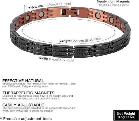 سوار نحاسي للنساء يخفف التهاب المفاصل ونفق الرسغ والصداع النصفي وآلام مرفق التنس للنساء سوار نحاسي نقي قابل للتعديل (نحاس) in Kuwait