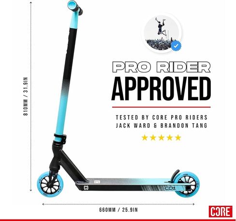 كور CD1 برو سكوتر - سكوتر للأطفال، سكوتر خدعة للأطفال الذين تتراوح أعمارهم بين 6-12 عامًا، سكوتر حيلة للمراهقين والأطفال، سكوتر حر لمنتزه التزلج مثالي للمبتدئين من الأولاد والبنات in Kuwait