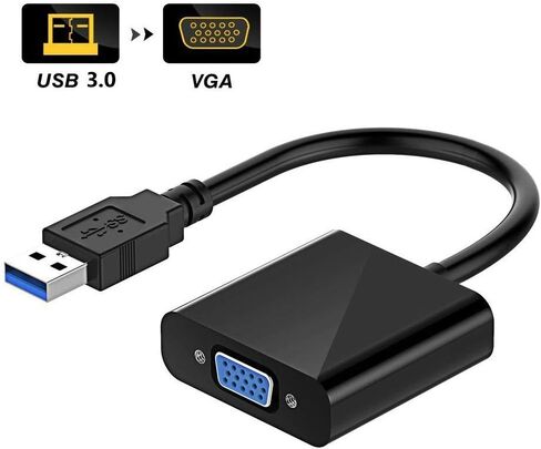 محول USB إلى VGA للشاشة، محول VGA إلى USB 3.0/2.0 كابل فيديو متعدد الشاشات 1080P لأجهزة الكمبيوتر المحمول المكتبية إلى الشاشات وجهاز العرض والتلفزيون. (لا يدعم جهاز Chromebook، نظام التشغيل Windows 11 غير مدعوم،) in Kuwait