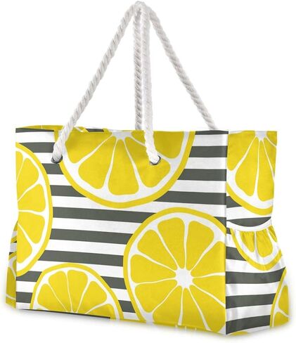ALAZA Beach Bag, Macaron Donuts Black Shoulder Beach Tote with Cotton Rope Handles in Saudi Arabia