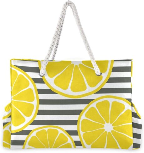 ALAZA Beach Bag, Macaron Donuts Black Shoulder Beach Tote with Cotton Rope Handles in Saudi Arabia