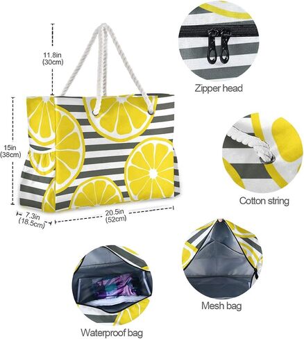 ALAZA Beach Bag, Macaron Donuts Black Shoulder Beach Tote with Cotton Rope Handles in Saudi Arabia
