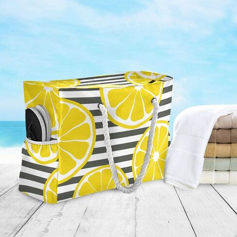 ALAZA Beach Bag, Macaron Donuts Black Shoulder Beach Tote with Cotton Rope Handles in Saudi Arabia