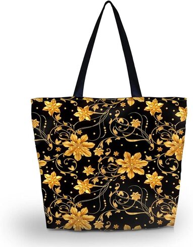 Beautiful Flower Tote Bag Large Women Casual Shoulder Bag Handbag, Reusable Portable Storage Handbags Convenient Shoppers Tote Beach Shopping Bag in Saudi Arabia