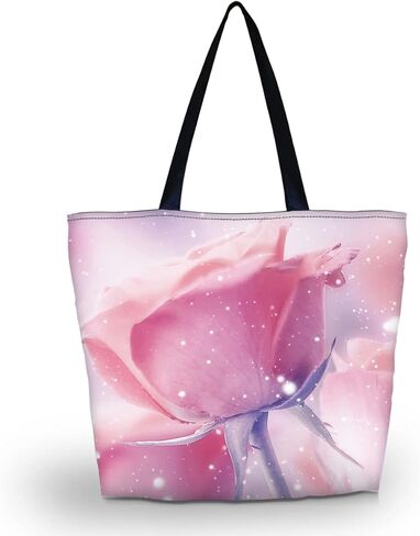 Beautiful Flower Tote Bag Large Women Casual Shoulder Bag Handbag, Reusable Portable Storage Handbags Convenient Shoppers Tote Beach Shopping Bag in Saudi Arabia