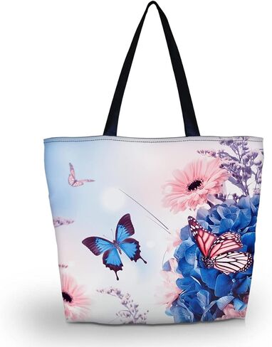 Beautiful Flower Tote Bag Large Women Casual Shoulder Bag Handbag, Reusable Portable Storage Handbags Convenient Shoppers Tote Beach Shopping Bag in Saudi Arabia