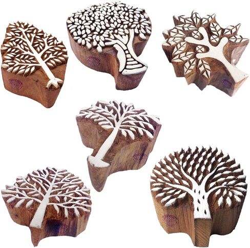Pottery Printing Blocks Stylish Tree Pattern Wooden Stamps (Set of 6) in Kuwait