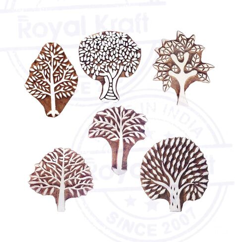 Pottery Printing Blocks Stylish Tree Pattern Wooden Stamps (Set of 6) in Kuwait