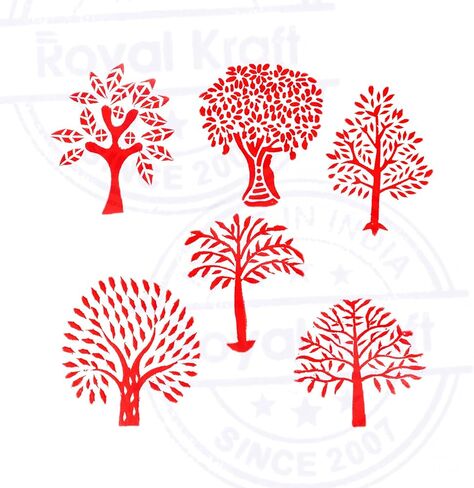 Pottery Printing Blocks Stylish Tree Pattern Wooden Stamps (Set of 6) in Kuwait