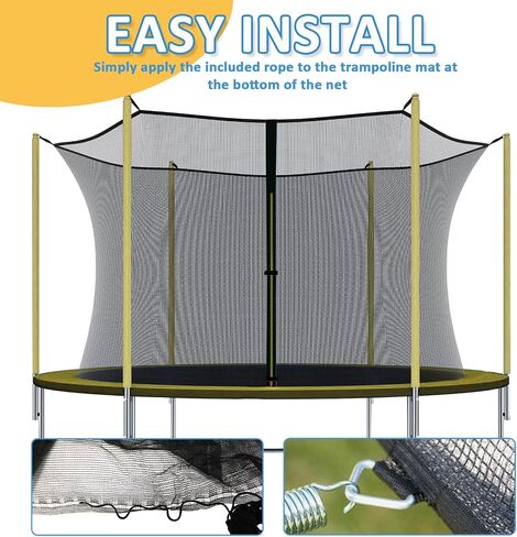 Wadoy 14 Ft Trampoline Net Replacement Safety Enclosure Net for 6 Straight Poles, PE Tightly Woven Mesh Trampoline Netting Included Ropes (Not Include Trampoline Poles) in Kuwait