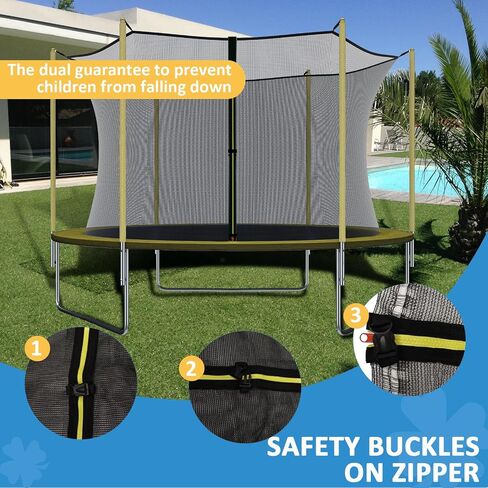 Wadoy 14 Ft Trampoline Net Replacement Safety Enclosure Net for 6 Straight Poles, PE Tightly Woven Mesh Trampoline Netting Included Ropes (Not Include Trampoline Poles) in Kuwait