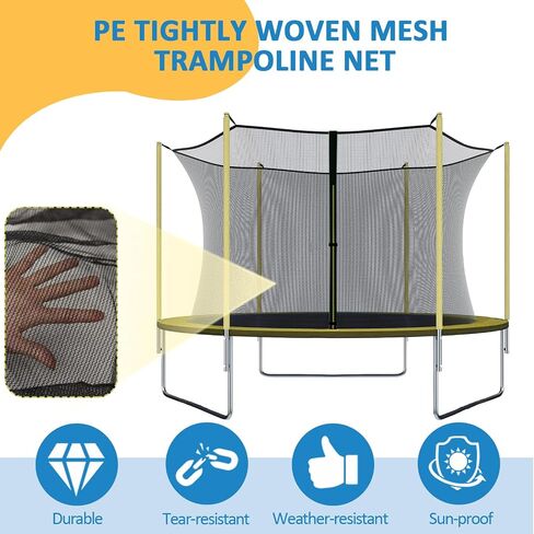 Wadoy 14 Ft Trampoline Net Replacement Safety Enclosure Net for 6 Straight Poles, PE Tightly Woven Mesh Trampoline Netting Included Ropes (Not Include Trampoline Poles) in Kuwait