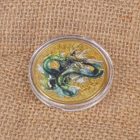 المخلوقات الأسطورية الصينية القديمة محظوظ عملة الأزرق التنين اليانصيب تذكرة خدش أداة محظوظ السحر التحدي عملة in Kuwait