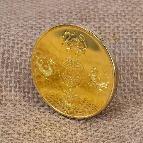 المخلوقات الأسطورية الصينية القديمة محظوظ عملة الأزرق التنين اليانصيب تذكرة خدش أداة محظوظ السحر التحدي عملة in Kuwait