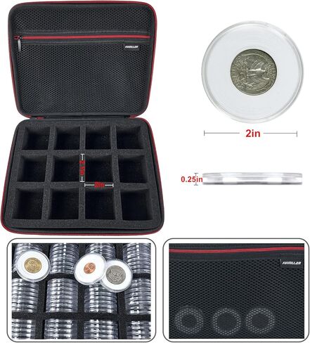 حامل عملات معدنية 46 مم لهواة الجمع، مع حشية إسفنجية وصندوق منظم تخزين بلاستيكي، 100 قطعة كبسولة عملات معدنية و6 حشيات مقاس (20/25/27/30/38/46 مم) حافظة لهواة جمع العملات المعدنية، وحافظات عملات معدنية لهواة الجمع in Kuwait