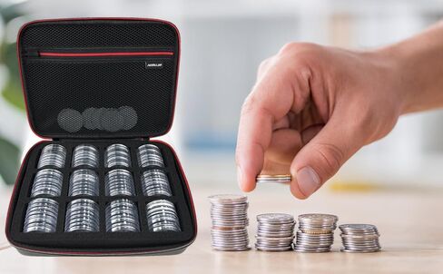 حامل عملات معدنية 46 مم لهواة الجمع، مع حشية إسفنجية وصندوق منظم تخزين بلاستيكي، 100 قطعة كبسولة عملات معدنية و6 حشيات مقاس (20/25/27/30/38/46 مم) حافظة لهواة جمع العملات المعدنية، وحافظات عملات معدنية لهواة الجمع in Kuwait