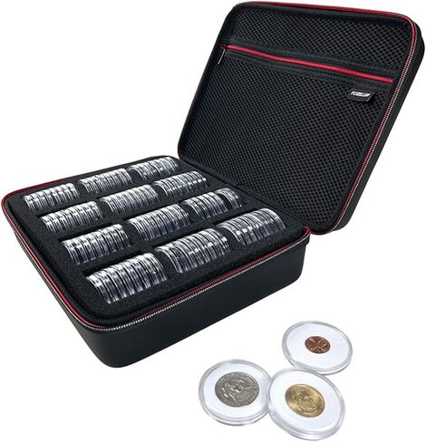 حامل عملات معدنية 46 مم لهواة الجمع، مع حشية إسفنجية وصندوق منظم تخزين بلاستيكي، 100 قطعة كبسولة عملات معدنية و6 حشيات مقاس (20/25/27/30/38/46 مم) حافظة لهواة جمع العملات المعدنية، وحافظات عملات معدنية لهواة الجمع in Kuwait
