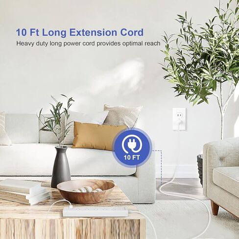 2 Prong Power Strip, 10FT Long Extension Cord Surge Protector, 5 Outlets and 3 USB, 13A/1625W, Polarized Two Prong to Three Prong Outlet Adapter Converter, Wall Mount, White in Saudi Arabia