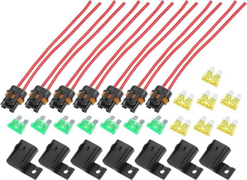 X AUTOHAUX 7 مجموعة مضمنة فيوز حامل مقاوم للماء شفرة نمط ATO/ATC حامل 20A 12A مقياس الأسلاك تسخير مع غطاء للسيارات البحرية in Saudi Arabia
