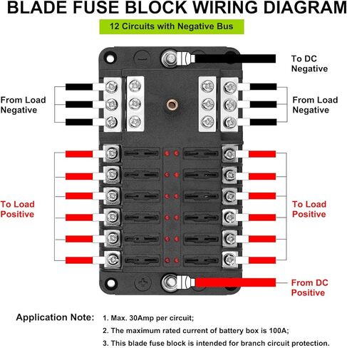 EXTRACTME ترقية 12 طريقة صندوق كتلة الصمامات مع الإبهام ومؤشر LED، 12 دائرة شفرة حامل صندوق الصمامات مع ملصق ملصق غطاء مقاوم للرطوبة للحافلة السلبية لـ 12V / 24V Auto Car RV Marine Boat and Yacht in Kuwait