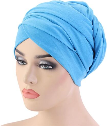 African Turban Head wraps for Women - Pre tied Soft Long Headscarf Shawl Hair Chemo Headwear Grate For Daily Use in Kuwait